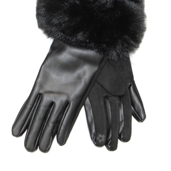 Marcus Adler Faux Fur Cuff Touchscreen Gloves Women’s One Size Black NWT - Picture 1 of 5